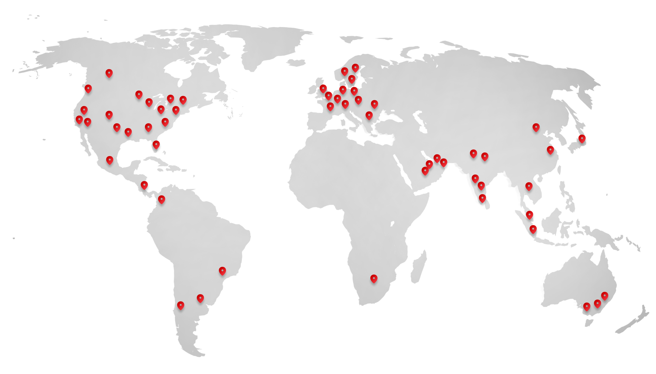 Global map showcasing 70+ offices